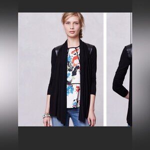 Bailey 44 Black Cardigan for Women with Leather Patches - Lightweight Cardigan